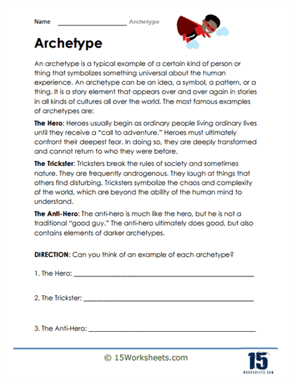 Mixed Operations worksheet for Sixth Grade Character Archetype Trading Cards worksheet for sixth-grade students exploring character development in literature. Engaging reading activity to enhance critical and creative thinking skills.
