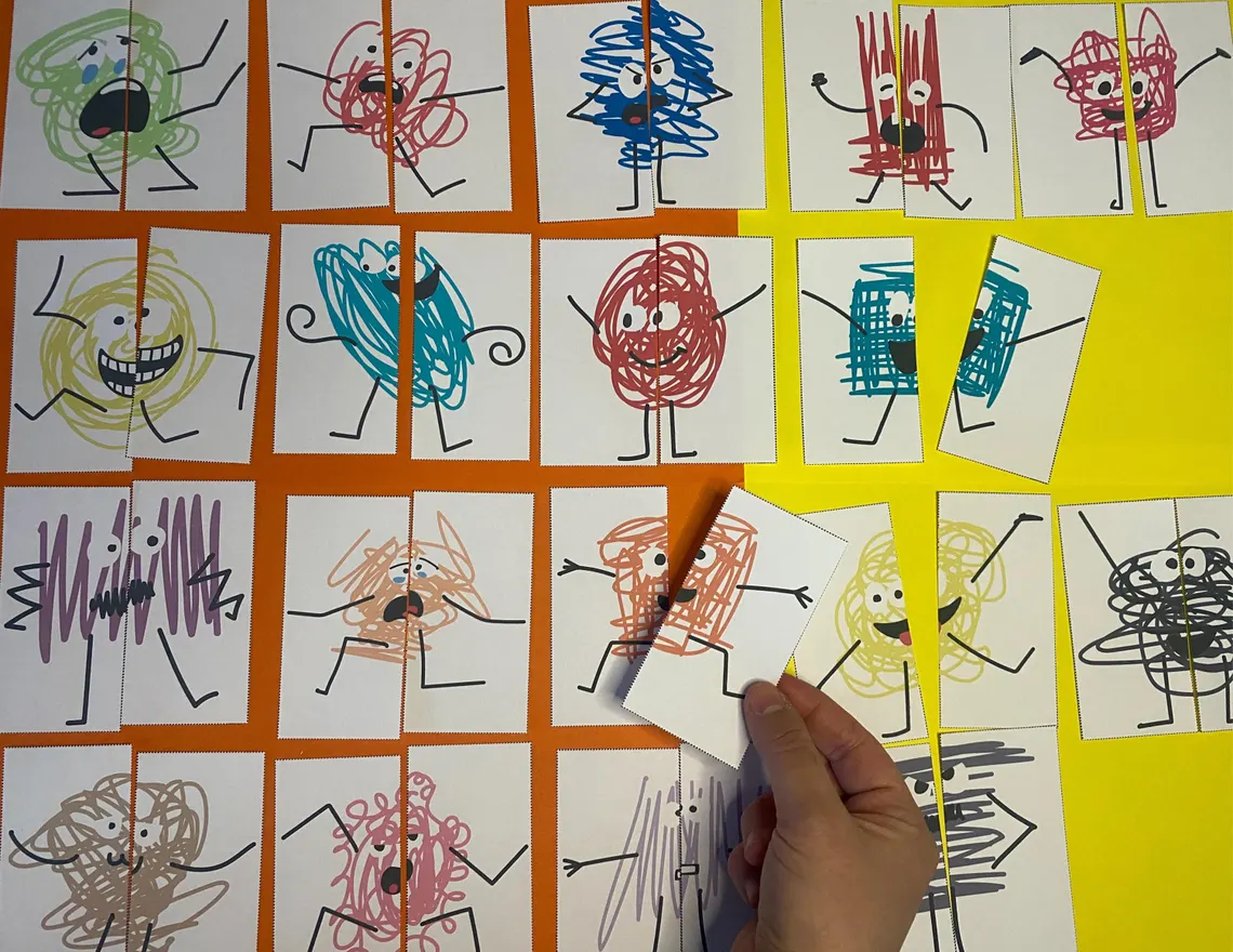 Matching character actions to emotions worksheet for third grade geometry practice 3 Third grade student working on a character emotion match cards worksheet for geometry skills