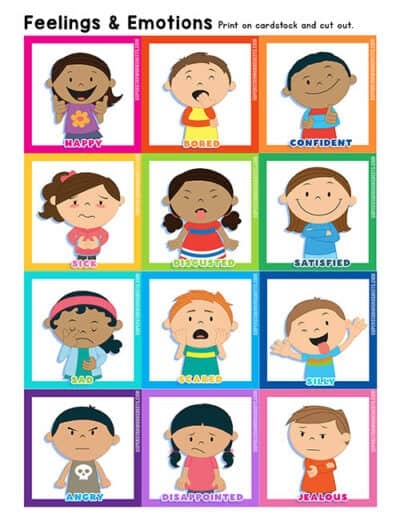 Character Emotion Match Cards Worksheet 22 Third grade students identifying character emotions by matching actions on a geometry themed worksheet