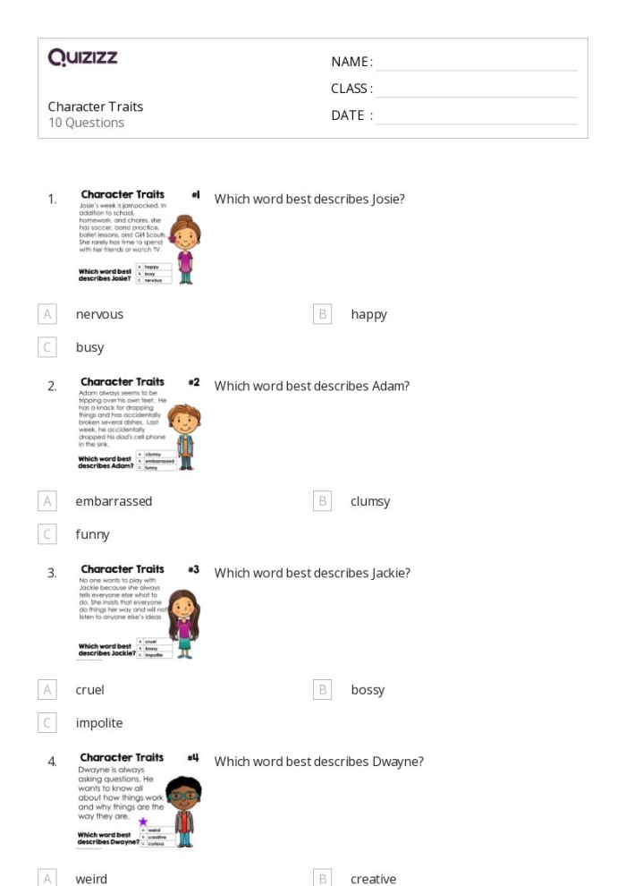 Fifth grade worksheet showing word bank and sentence frames for analyzing character motivation in literature