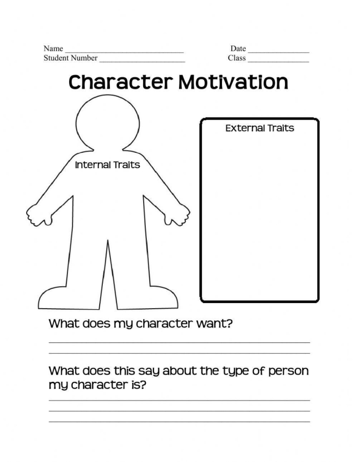 Fifth grade students practice identifying character motivations using a provided word bank and sentence frames.