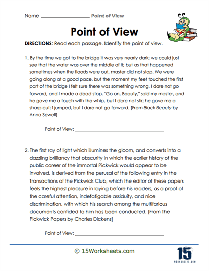 Characters Points of View Worksheet 13 Multiplication Practice Second grade worksheet for analyzing different characters points of view during story events