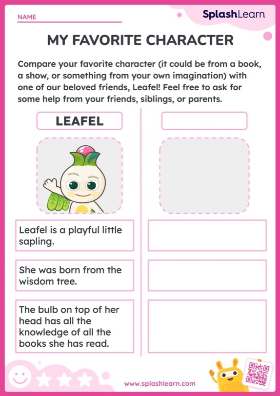Fifth grade student using the Read and Compare Character Traits worksheet to analyze text