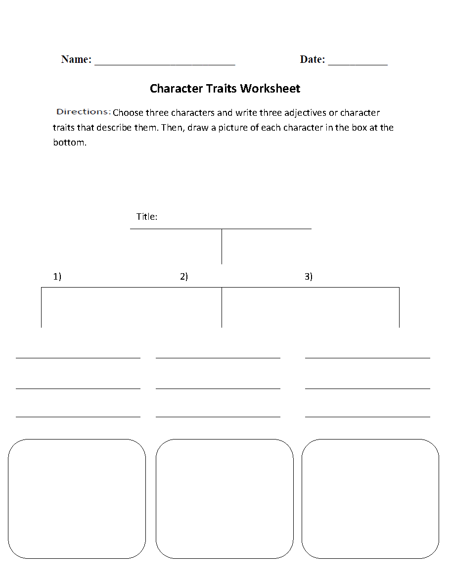 Dialogue and Actions to Show Character Traits Practice Activity 19 Fourth grade worksheet showing exercises for identifying character traits through dialogue and character actions in stories