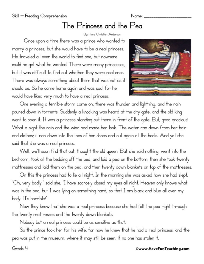 Character Traits: The Princess and the Pea worksheet for Earth and Space Science Worksheet for analyzing character traits in "The Princess and the Pea" for second graders