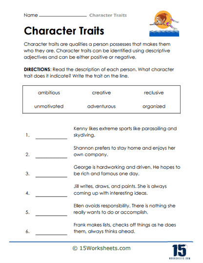 Character Traits: The Princess and the Pea worksheet for student engagement Worksheet for analyzing character traits in "The Princess and the Pea" for second graders