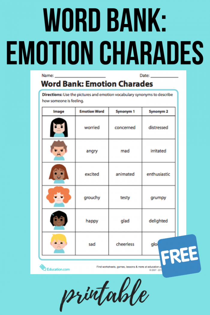Children engaging in a charades game using emotion cards from the Charades with Emotions worksheet