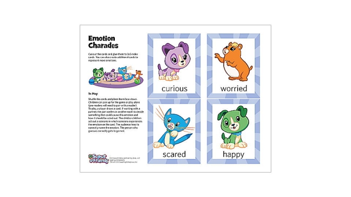 Kids engaging in a fun Charades with Emotions activity using a worksheet. Charades with Emotions worksheet for kindergarten social emotional learning.