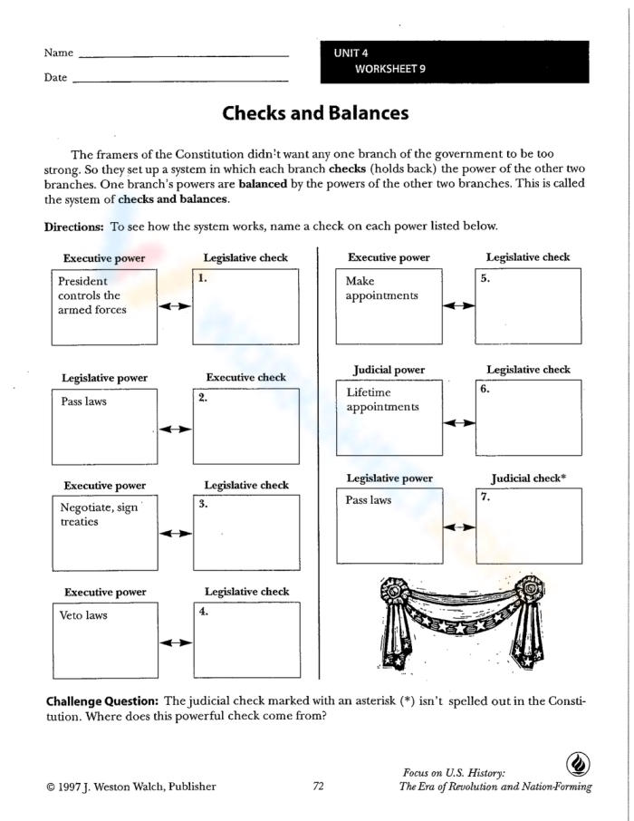 Fourth grade student completing a checks and balances system word search and quiz worksheet activity