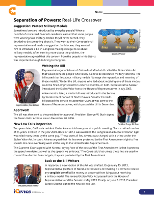 Sixth grade civics worksheet illustrating the three branches of the U.S. government and their system of checks and balances