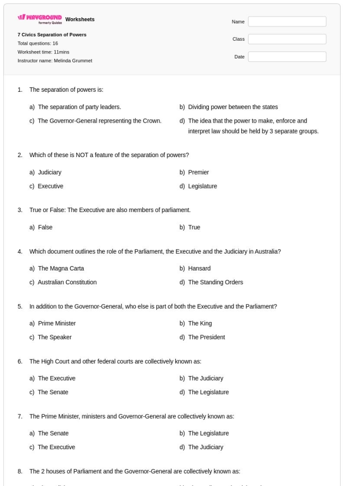 Diagram showing the three branches of U.S. government with arrows illustrating how each branch checks and balances the others