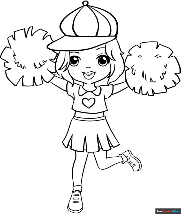 Cheerleading coloring worksheet for kindergarten students to enjoy