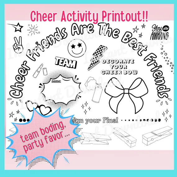 Cheerleading coloring pages worksheet for kindergarten students to enjoy