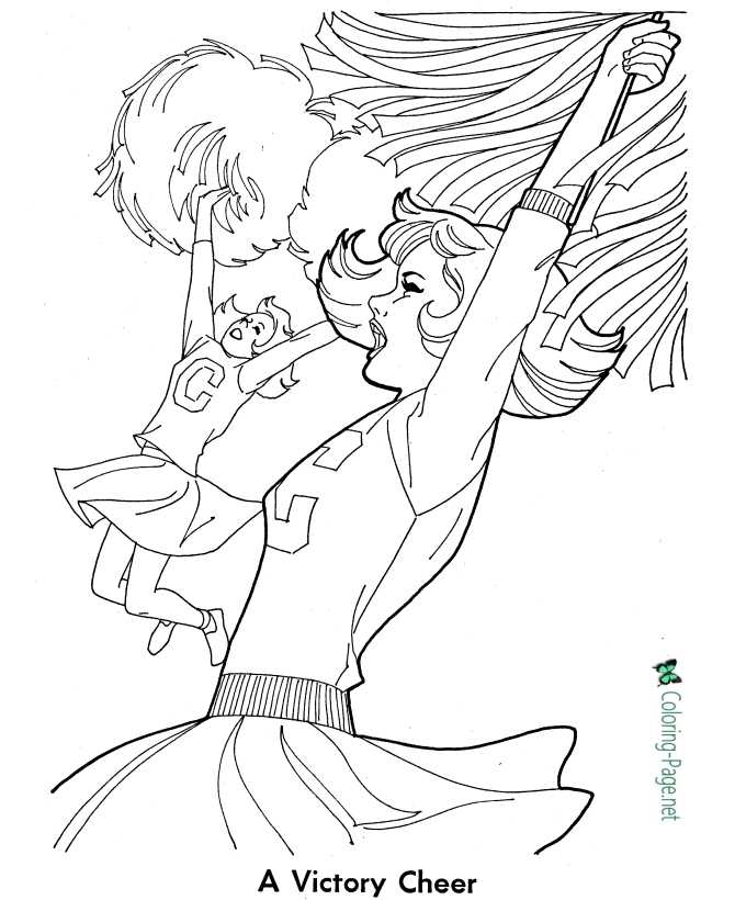 Cheerleading coloring pages worksheet for kindergarten students