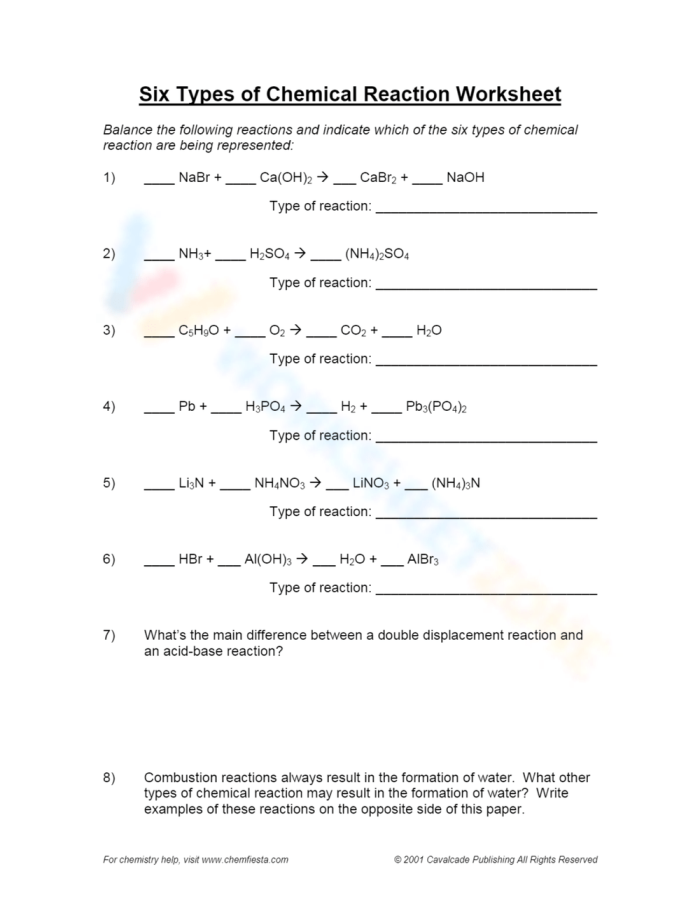 Chemical Versus Physical Reactions Learning Activity for Elementary Students Third grade science worksheet showing examples of chemical and physical reactions with illustrations and fill-in-the-blank questions for students to complete