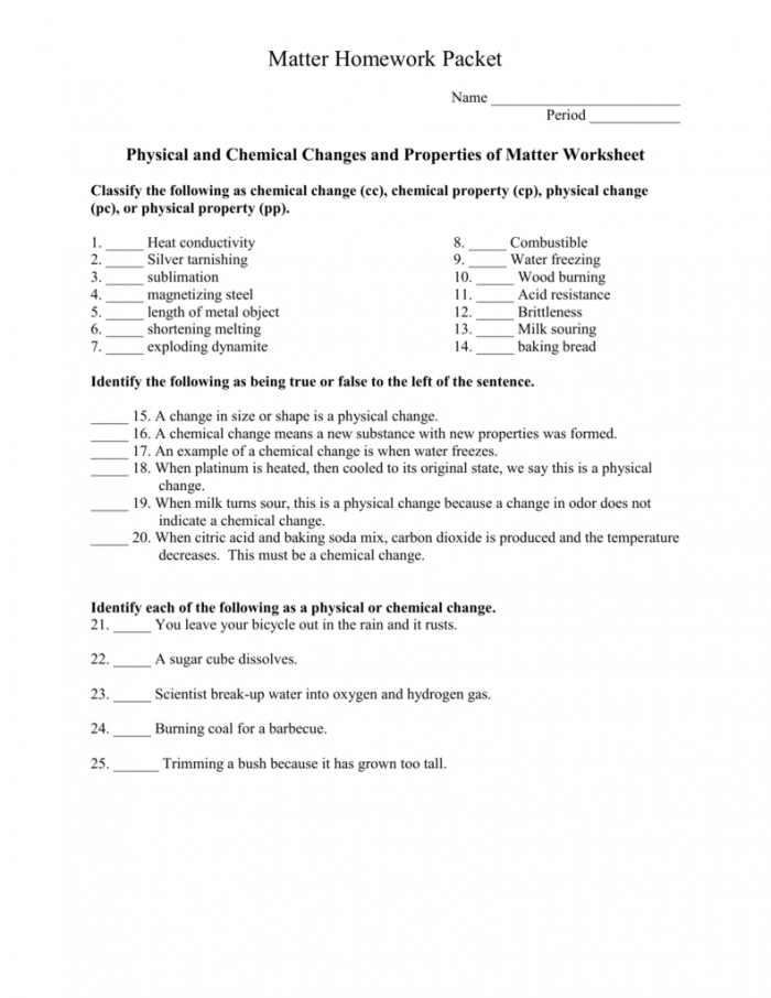 Chemical Versus Physical Reactions Learning Activity for Elementary Students Third grade science worksheet showing examples of chemical and physical reactions with illustrations and fill-in-the-blank questions for students to practice identifying the differences