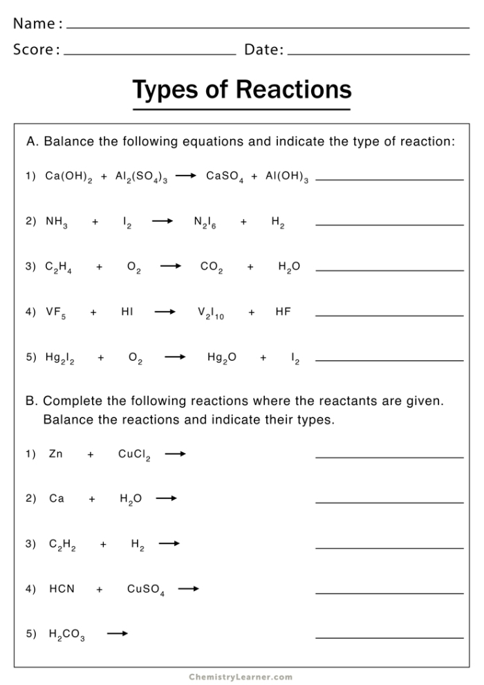 Chemical Versus Physical Reactions Learning Activity for Elementary Students Third grade students comparing chemical and physical reactions with simple examples and illustrations on a science worksheet