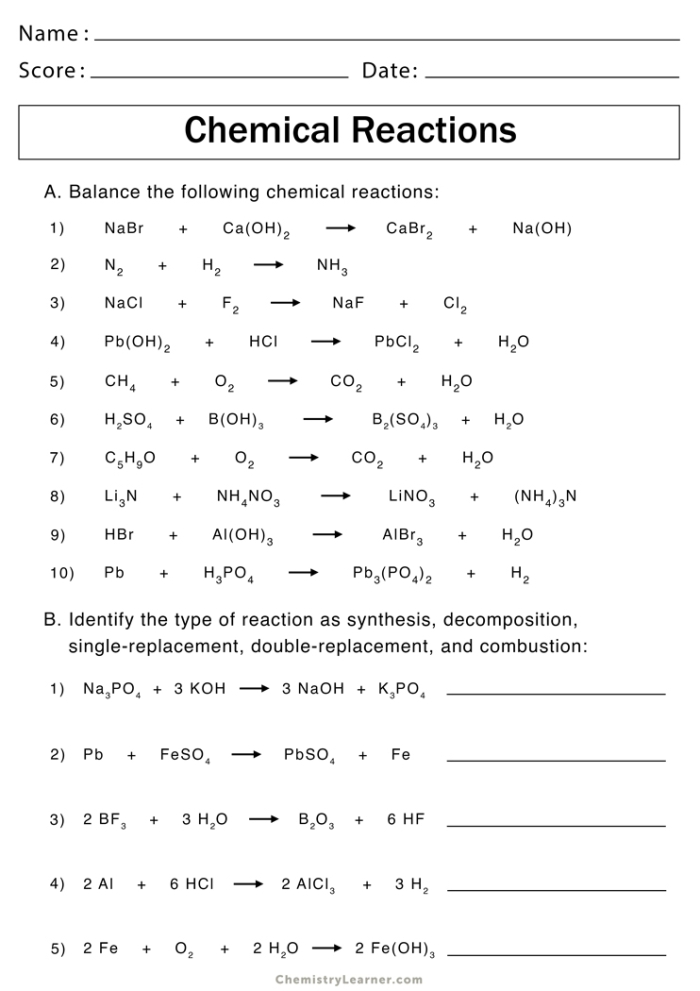 Chemical Versus Physical Reactions Learning Activity for Elementary Students Third grade science worksheet showing examples of chemical and physical reactions with illustrations and fill-in-the-blank questions