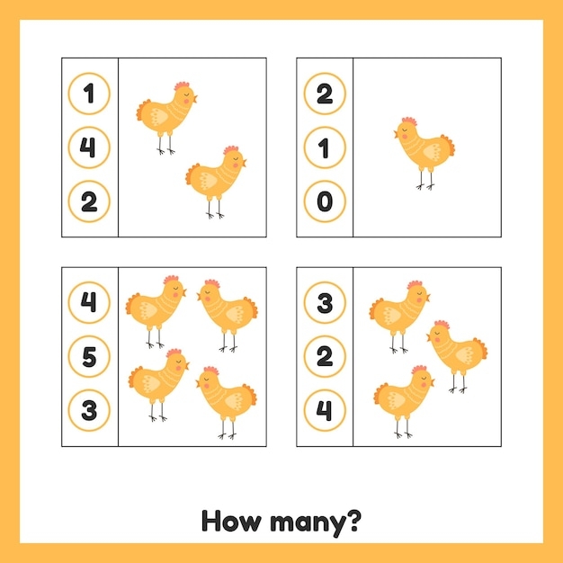 Colorful chickens providing a fun visual aid for preschool addition practice