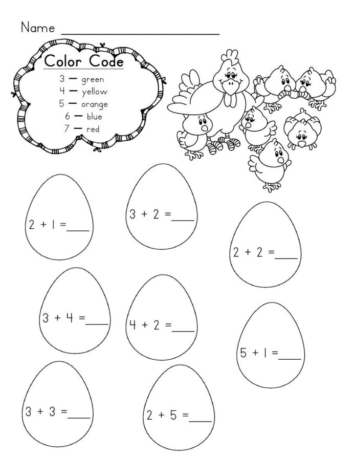 Cute cartoon chickens engaging in addition for preschool learners