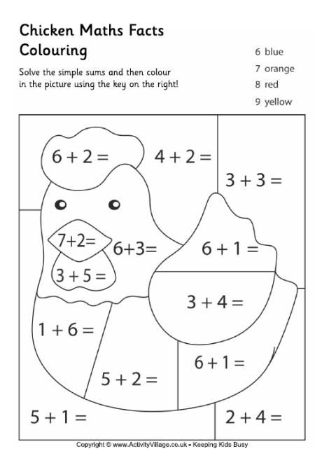 Cute chickens illustrating addition concepts for preschool learners