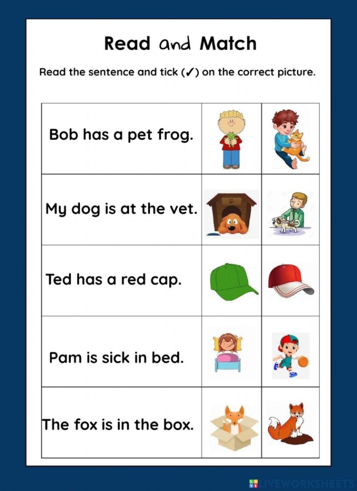 Chinese language matching activity showing four dialogue phrases with corresponding picture illustrations for pre-K learners to connect with lines