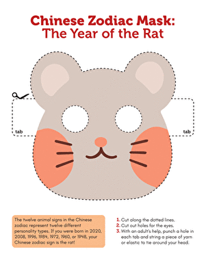 Chinese zodiac mask representing the Year of the Horse for preschoolers