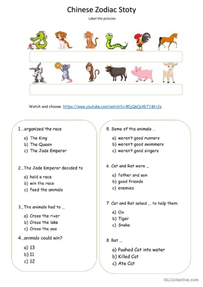 Second grade students reading a folktale about the twelve animals of the Chinese Zodiac for a literacy activity