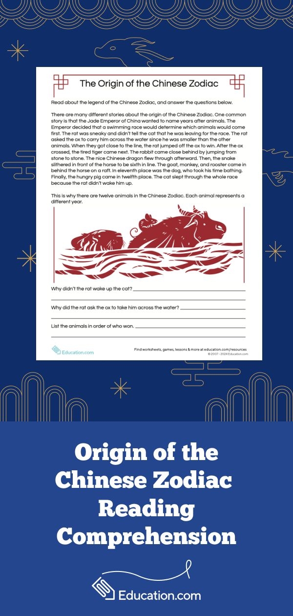 Illustration showing the twelve animals of the Chinese Zodiac gathered together for a race, depicting a folktale scene from Chinese New Year traditions