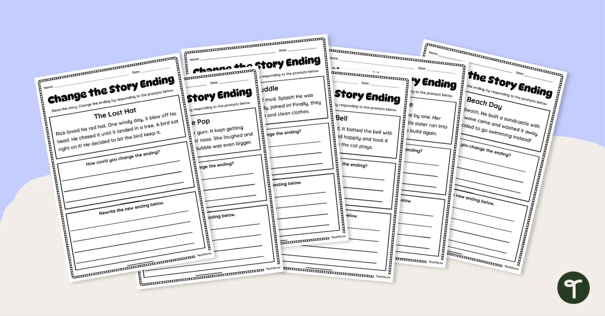 Addition worksheet for First Grade First grade students engaging with the Choose the Best Ending worksheet focused on addition and story sequencing. Worksheet image for first graders learning to identify story endings effectively.