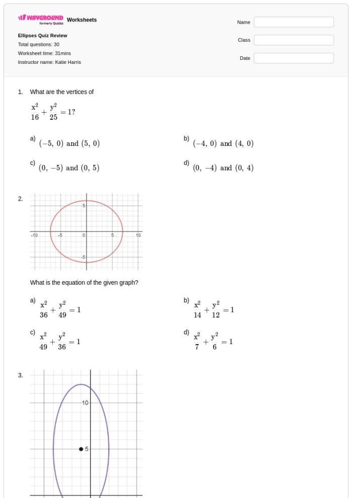 A fourth grade worksheet illustrating the visual differences between circular and elliptical shapes