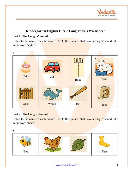 Circle the Long Vowel Worksheet for Kindergarten Measurement Activity Worksheet featuring a unicorn and an eagle for practicing long vowel sounds