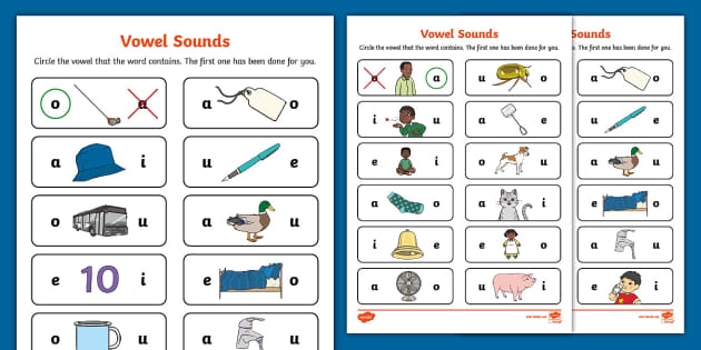 Worksheet image for Circle the Long Vowel practice in Kindergarten Measurement Children engaging in a long vowel sorting activity featuring a unicorn and an eagle