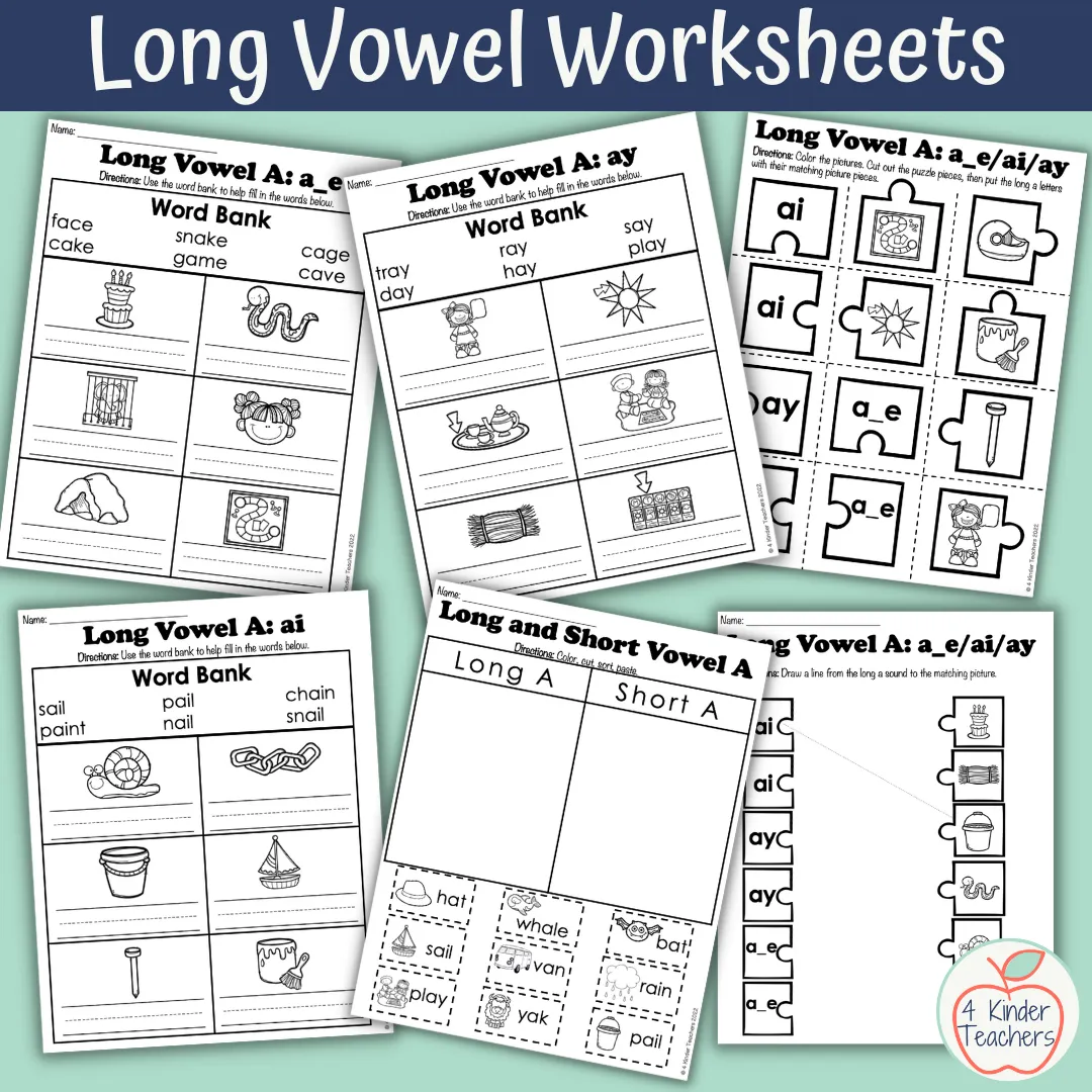 Circle the Long Vowel sounds worksheet for Kindergarten measurement practice Worksheet featuring a unicorn and an eagle for long vowel sound sorting activity