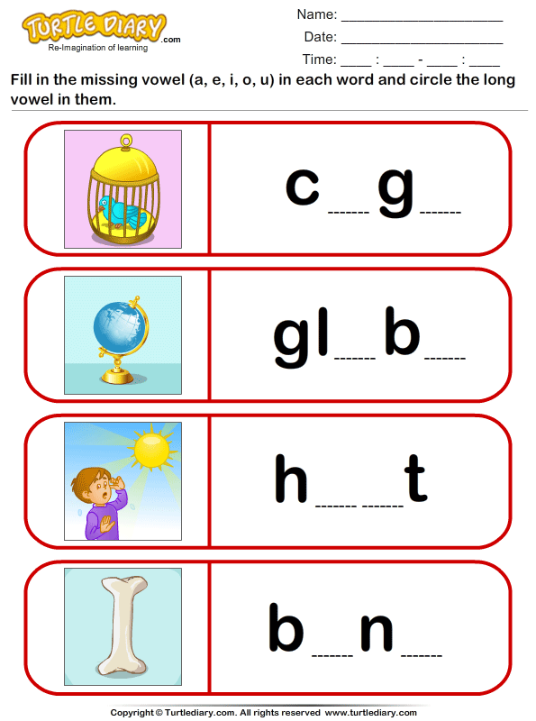 Circle the Long Vowel Worksheet for Kindergarten Measurement Activity Worksheet featuring a unicorn and an eagle for practicing long vowel sounds