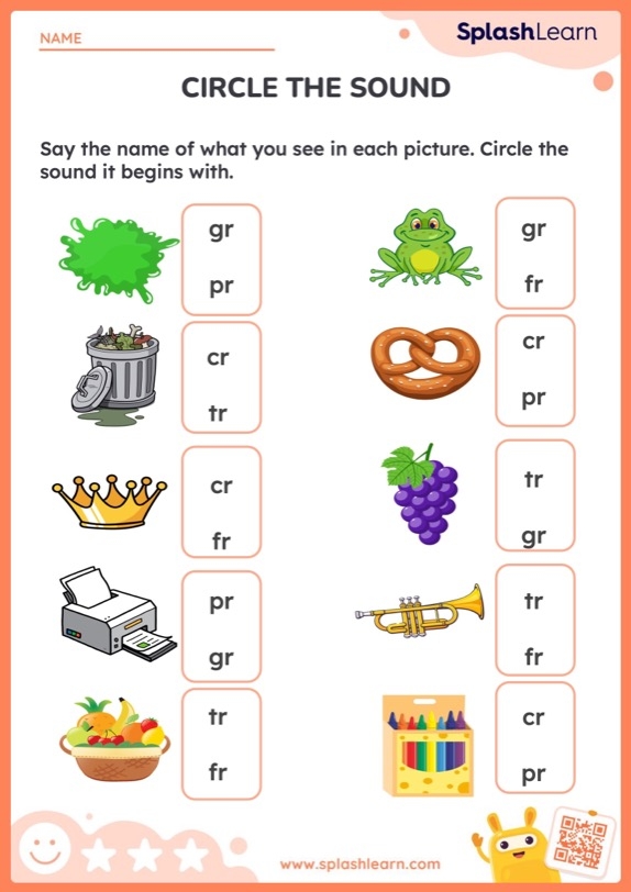 Kindergarten student circling pictures that begin with the same letter sound in a phonics matching activity