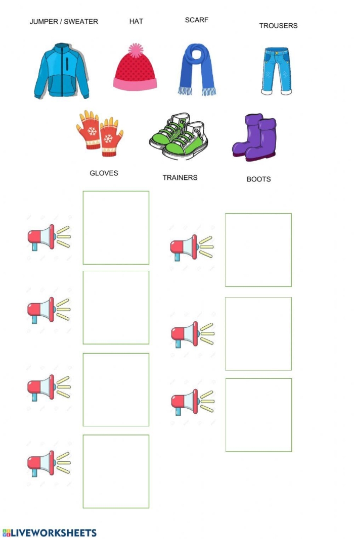 Worksheet featuring winter clothing items to circle for Pre-K students