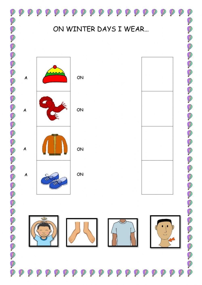 Kids engaging with a winter clothes worksheet to circle items