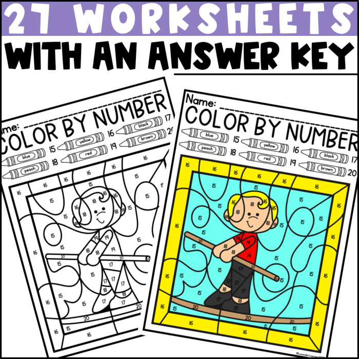 Third grade students solving a circus themed division color by number worksheet