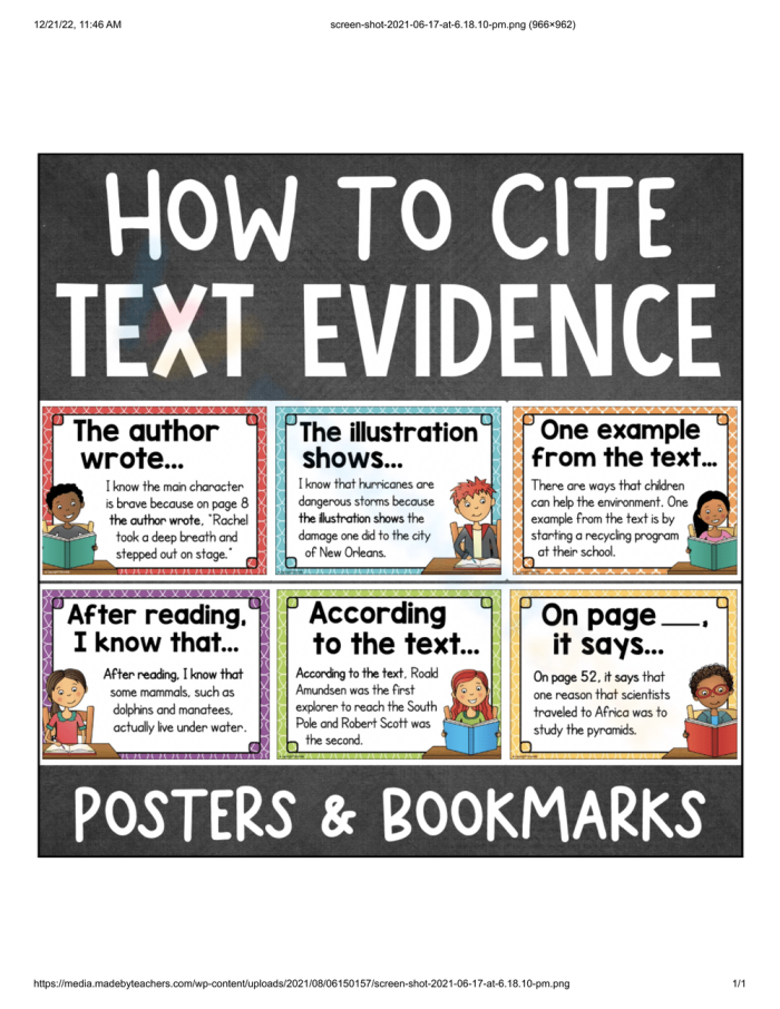 Example Literary Response Worksheet Showing Evidence Citation Methods for Fourth Grade Readers Fourth grade students learning how to cite textual evidence in literary response with example passages and explanations