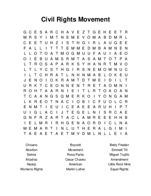 Fifth grade students complete a crossword puzzle worksheet about important people and events from the American Civil Rights Movement