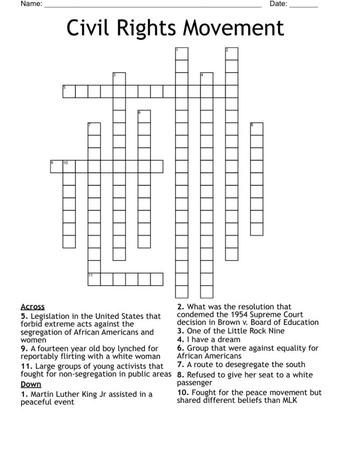 Civil Rights Leaders Word Puzzle worksheet for fifth graders exploring American history