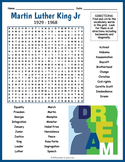 A fifth grade word search worksheet featuring names of influential Civil Rights and Abolitionist figures