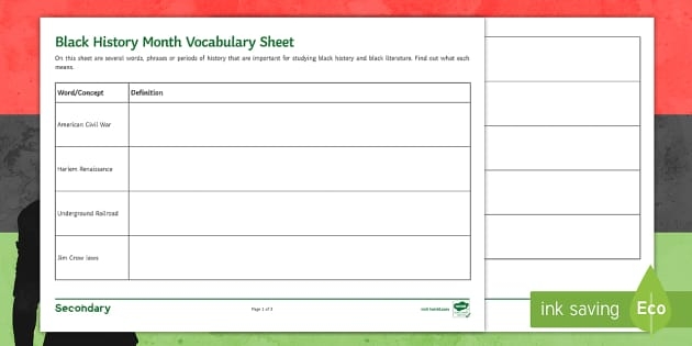 Civil Rights Movement Vocabulary Learning Activity for Elementary Students Fifth grade civil rights vocabulary worksheet featuring key terms and definitions related to the American civil rights movement and modern activism