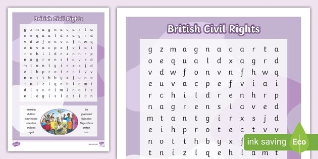 Civil Rights Movement Word Find Puzzle Worksheet 23 A third grade worksheet featuring a word search puzzle with eight civil rights movement terms to find and circle.