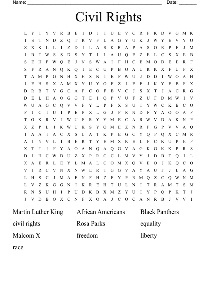 Civil Rights Word Find Worksheet Activity Number Eight Third grade students using a pencil to circle civil rights vocabulary in a word search puzzle