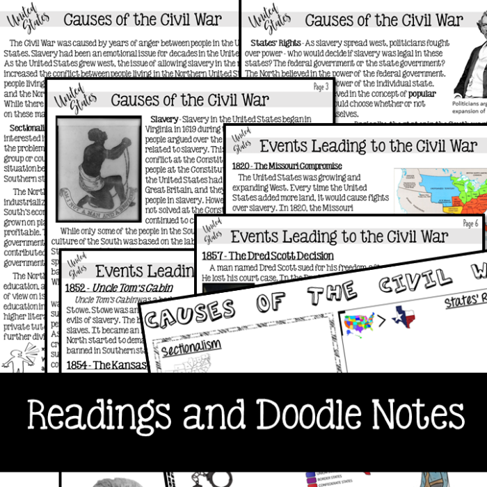 Analyzing Civil War Precursors Worksheet Number 22 Sixth grade student worksheet focusing on historical research regarding the primary causes of the Civil War