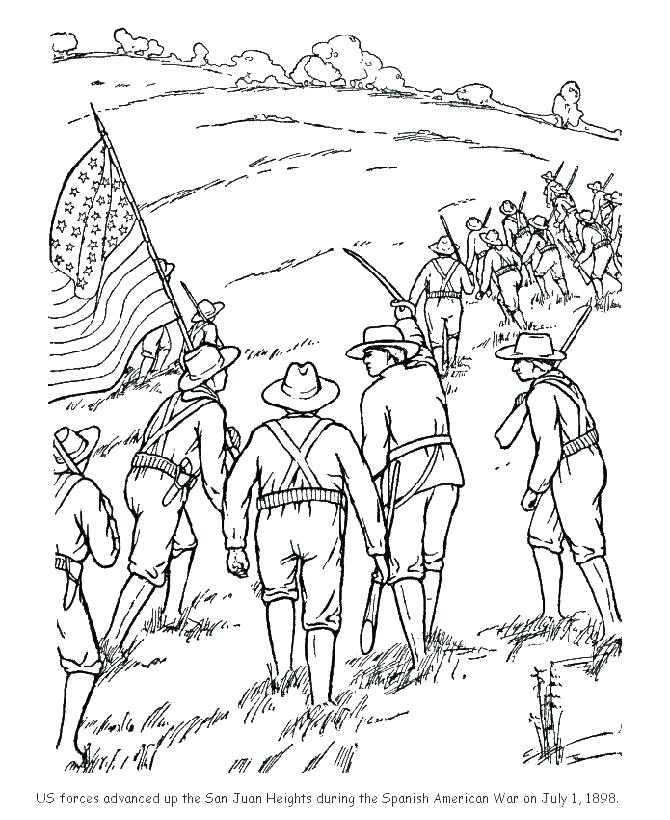 Civil War Coloring Page worksheet featuring soldiers from the Union and Confederate armies for second graders