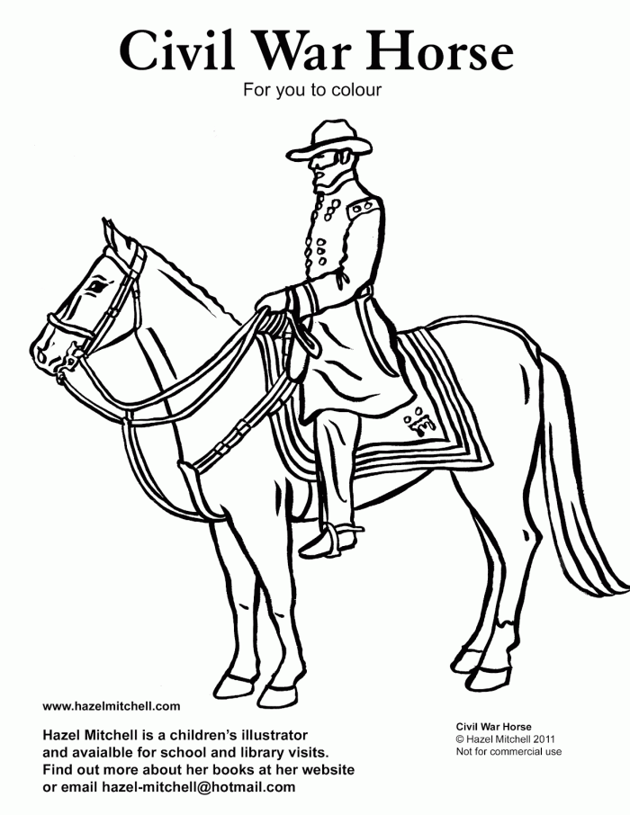 Civil War Coloring Page worksheet featuring soldiers from both sides for kids to color