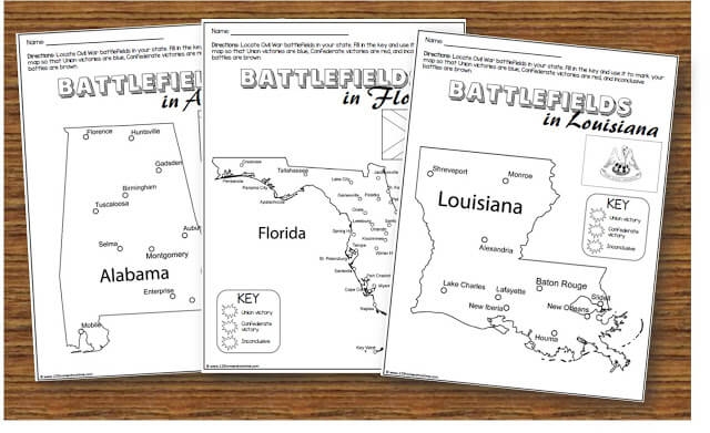 Illustration of a classroom worksheet focused on daily life during the Civil War for fourth graders